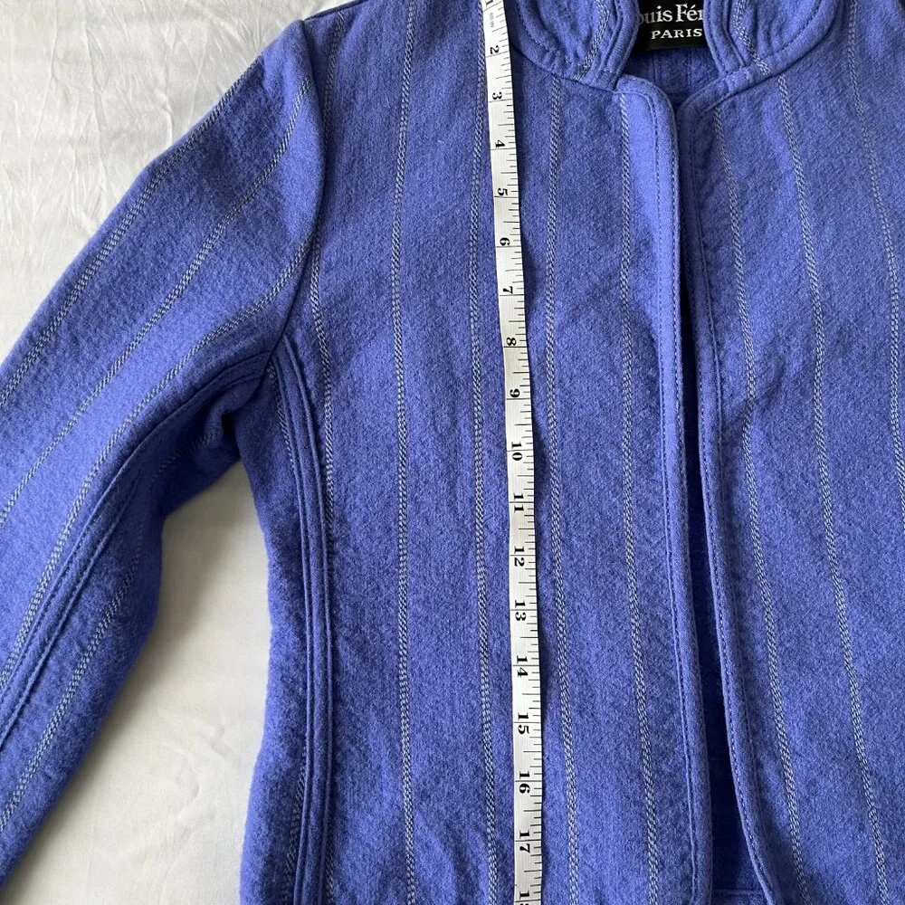 Vintage 90s Louis Feraud Paris 100% Virgin Wool Lapis Lavendar Jacket - Picture 9 of 10